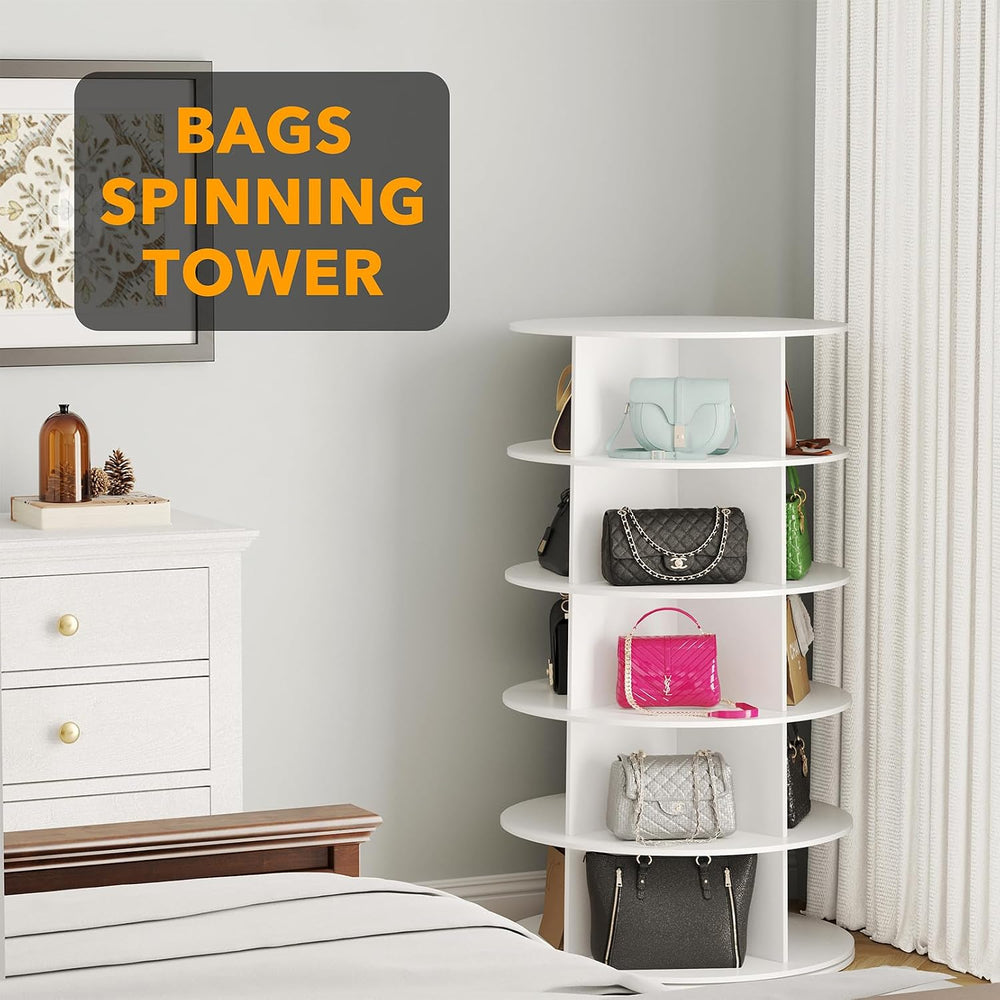 SpaceAid 5 Tier Rotating Shoe Rack Tower, Spinning Shoe Display Lazy Susan, R...