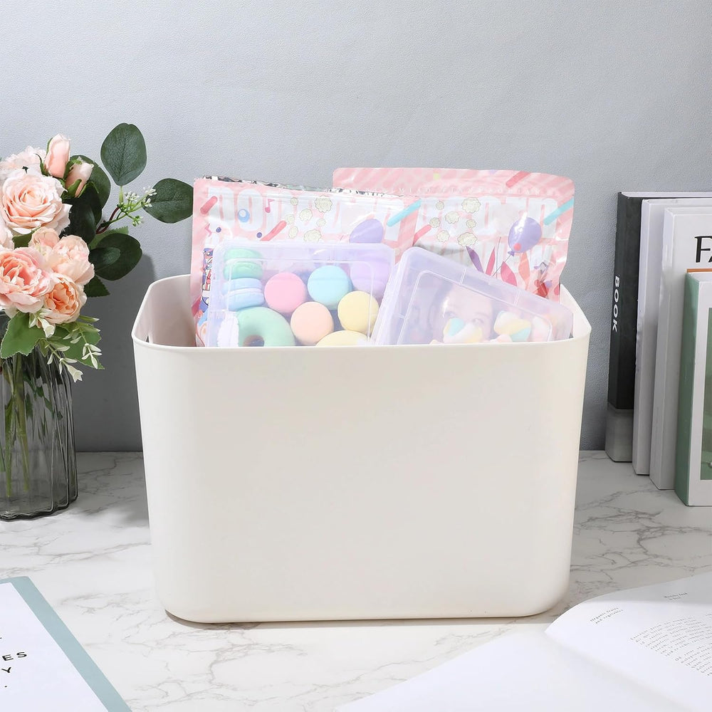 Zopeal White Plastic Storage Bins,10 Pcs,14 x 10.5 x 9.5 Inch