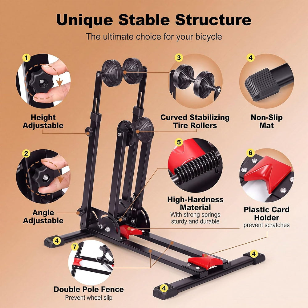 Bike Stand 2-in-1 Vertical Horiz Floor Adjustable for 24-27.5"