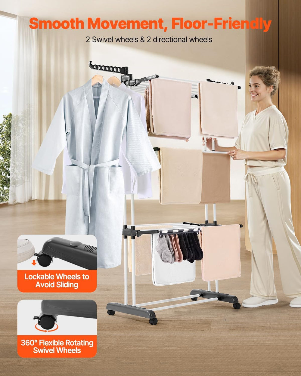 VEVOR Clothes Drying Rack, 4-Tier Foldable Laundry Dryer Rack, Metal Drying R...