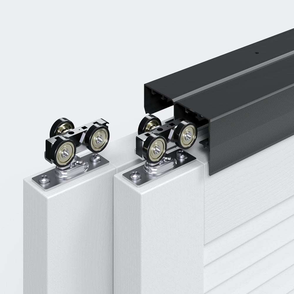 8FT/96in Bypass Double Sliding Pocket Door Hardware Kit,Commercial Grade,Alum...
