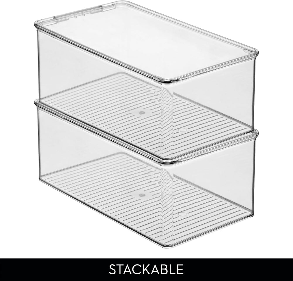 iDesign Stackable Shoe Box with Hinged-Lid, Set of 2, Clear