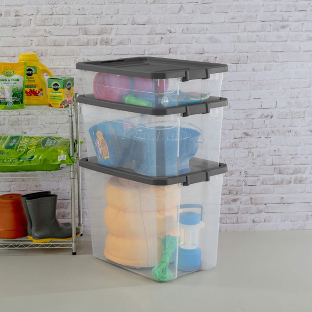 Sterilite 18-Pack Modular Stacker Box, Durable Clear Plastic Storage Bins wit...
