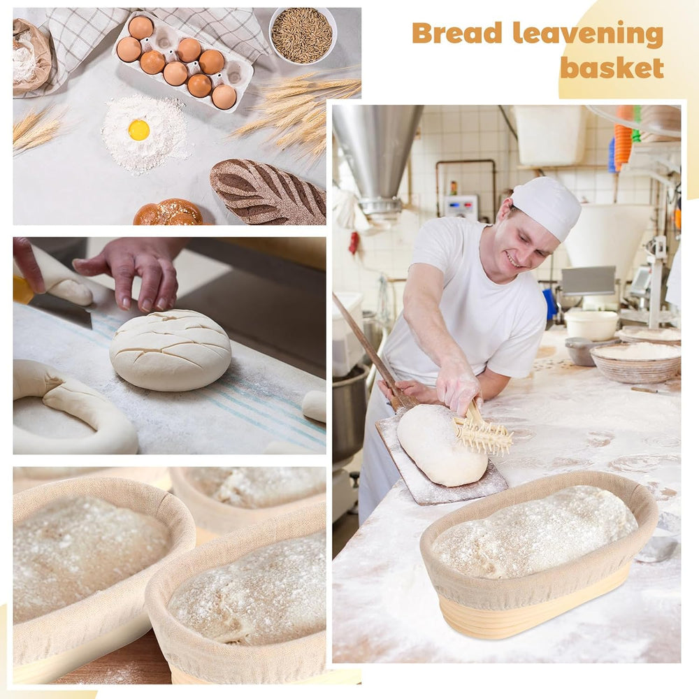 Gejoy 30 Set Bread Proofing Baskets 10 Inch Oval Shaped Banneton Dough Proofi...