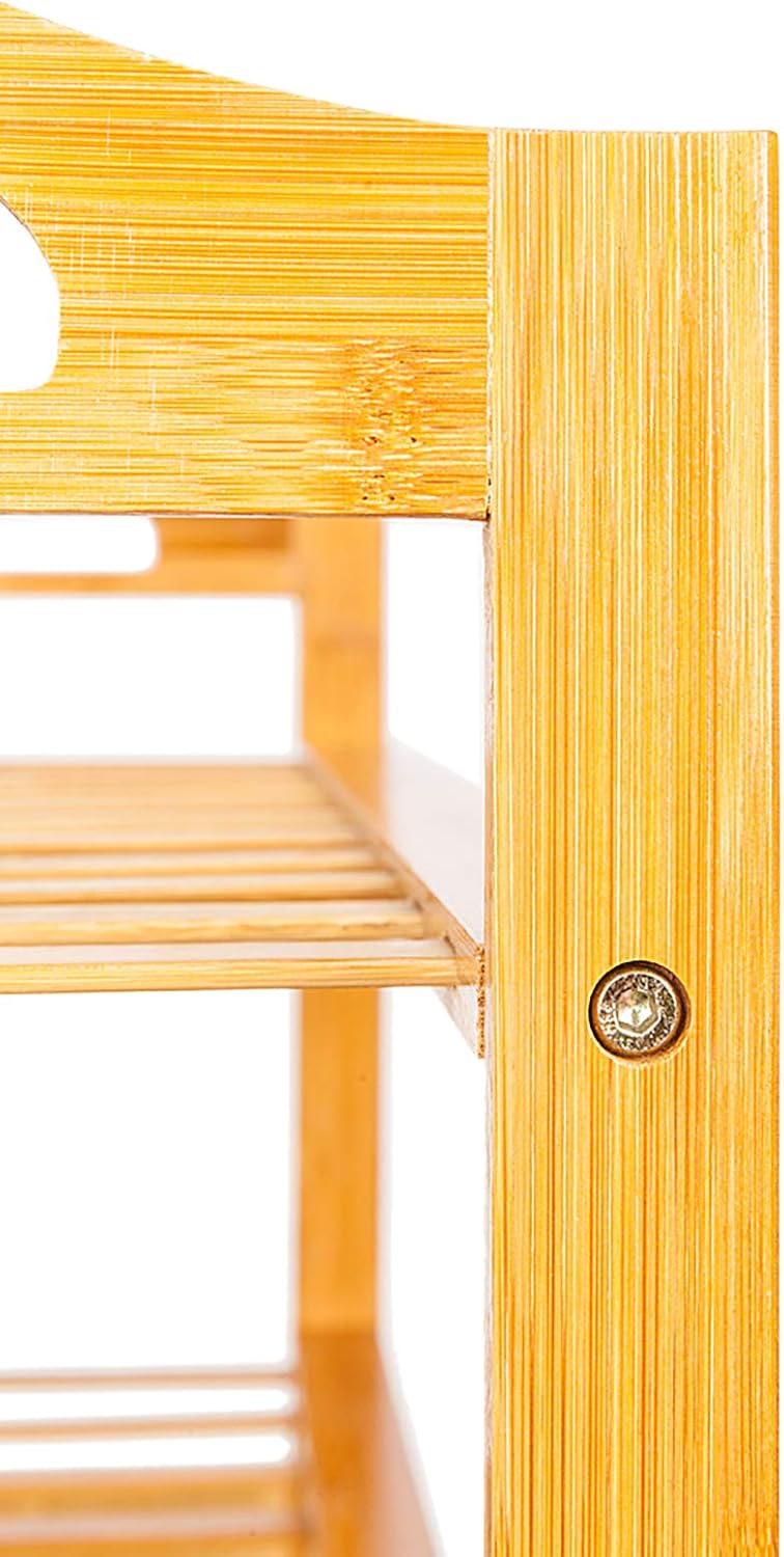 ZYSK 4 Tier Free Standing Bamboo Shoe Rack with Handles,Entryway Shoe Shelf S...