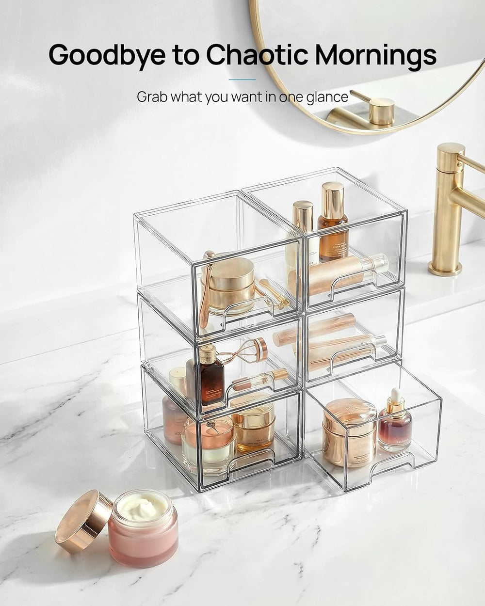 Vtopmart Clear Under Sink Organizer, 8 Pack Stackable Storage Drawers Set Des...