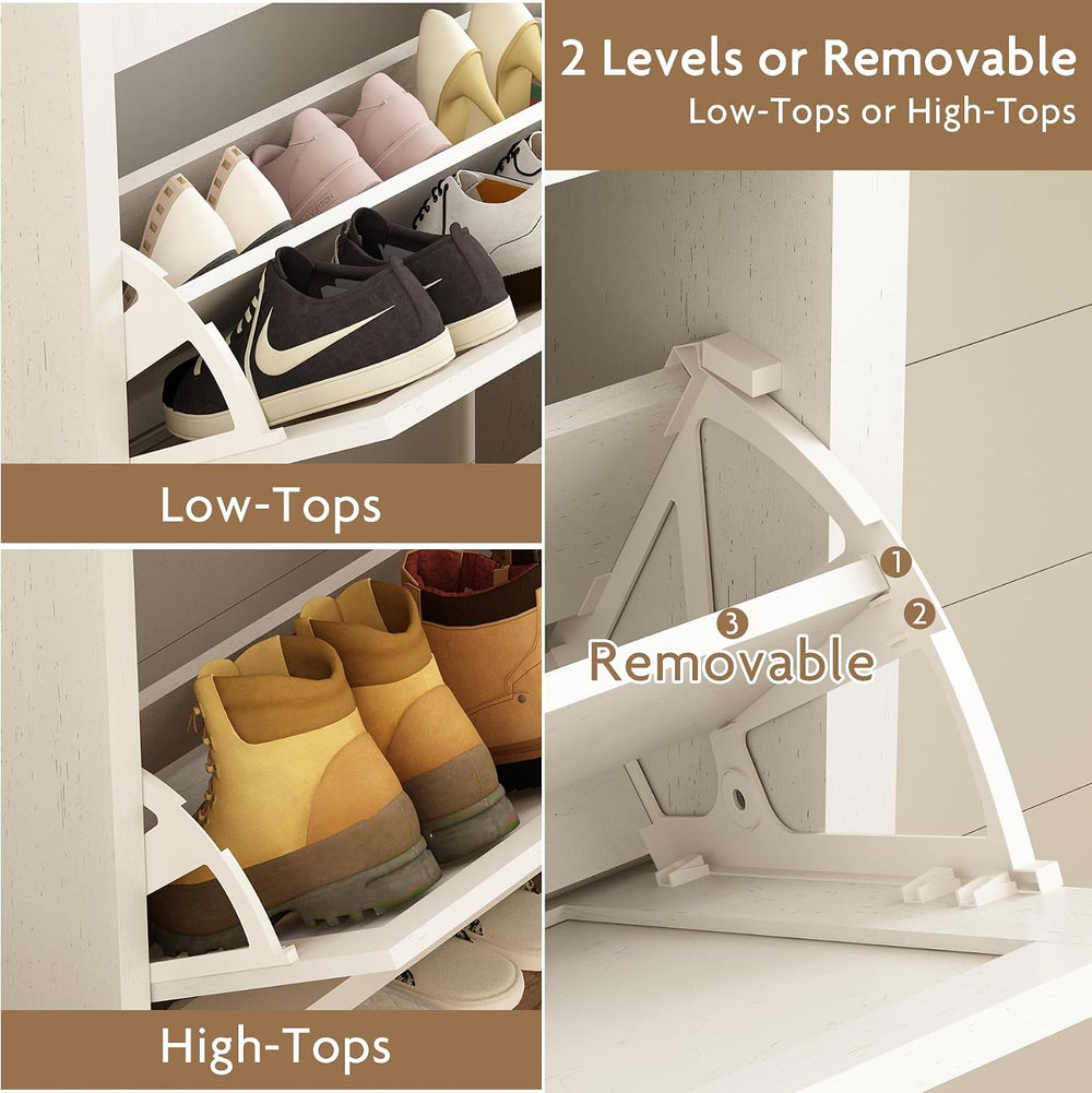 Shoe Organizer Cabinet Storage for Entryway - Slim Rattan Shoe Rack for Front...