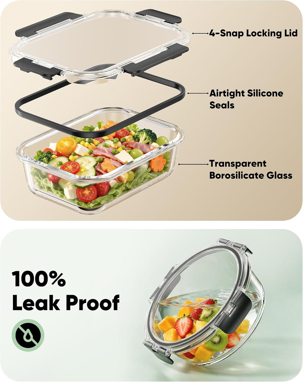 BiuLeon 40 PCS Glass Food Storage Containers with Lids, BPA-Free