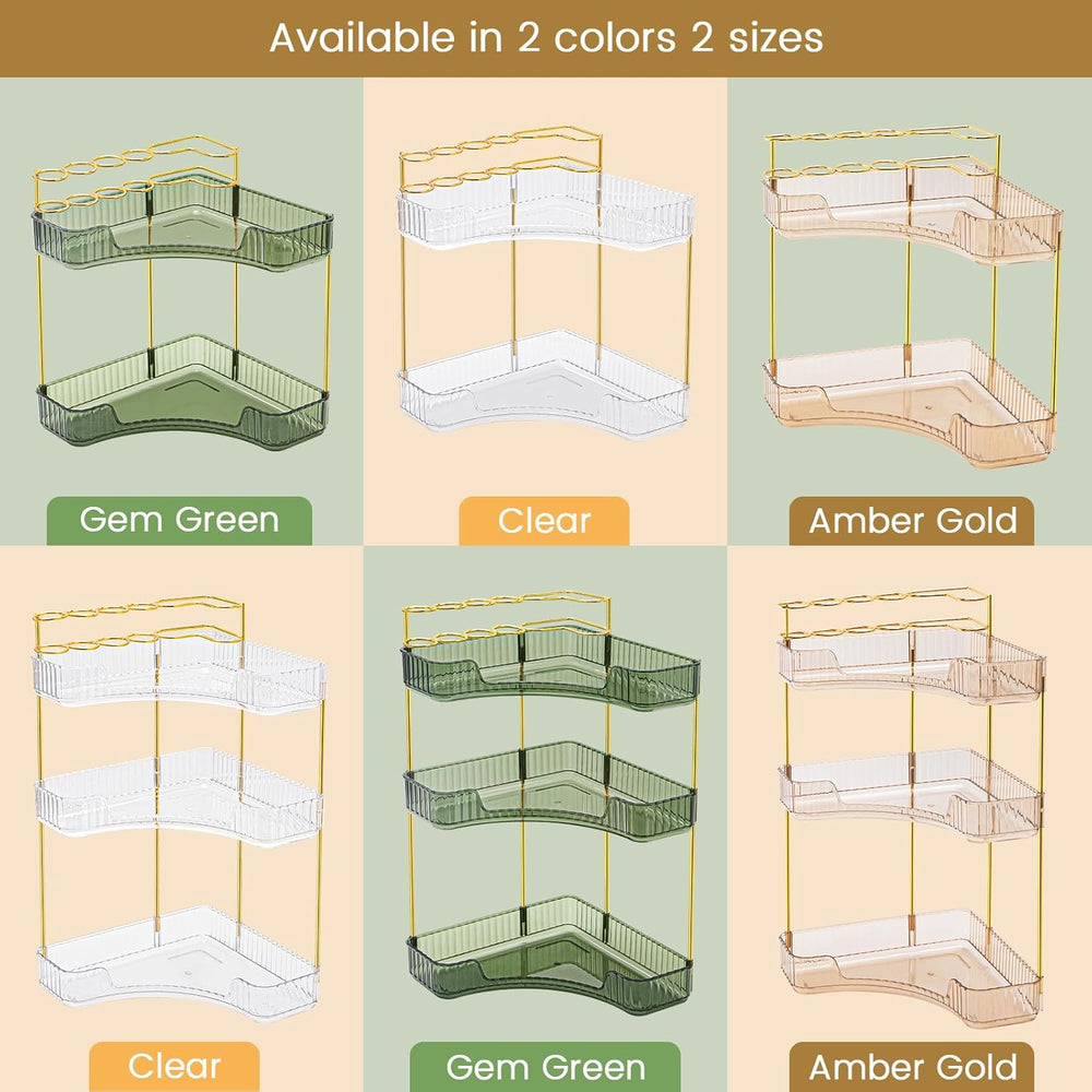 Makeup Organizer 3-Tier Bathroom Counter Organizer with Makeup Brush Holder