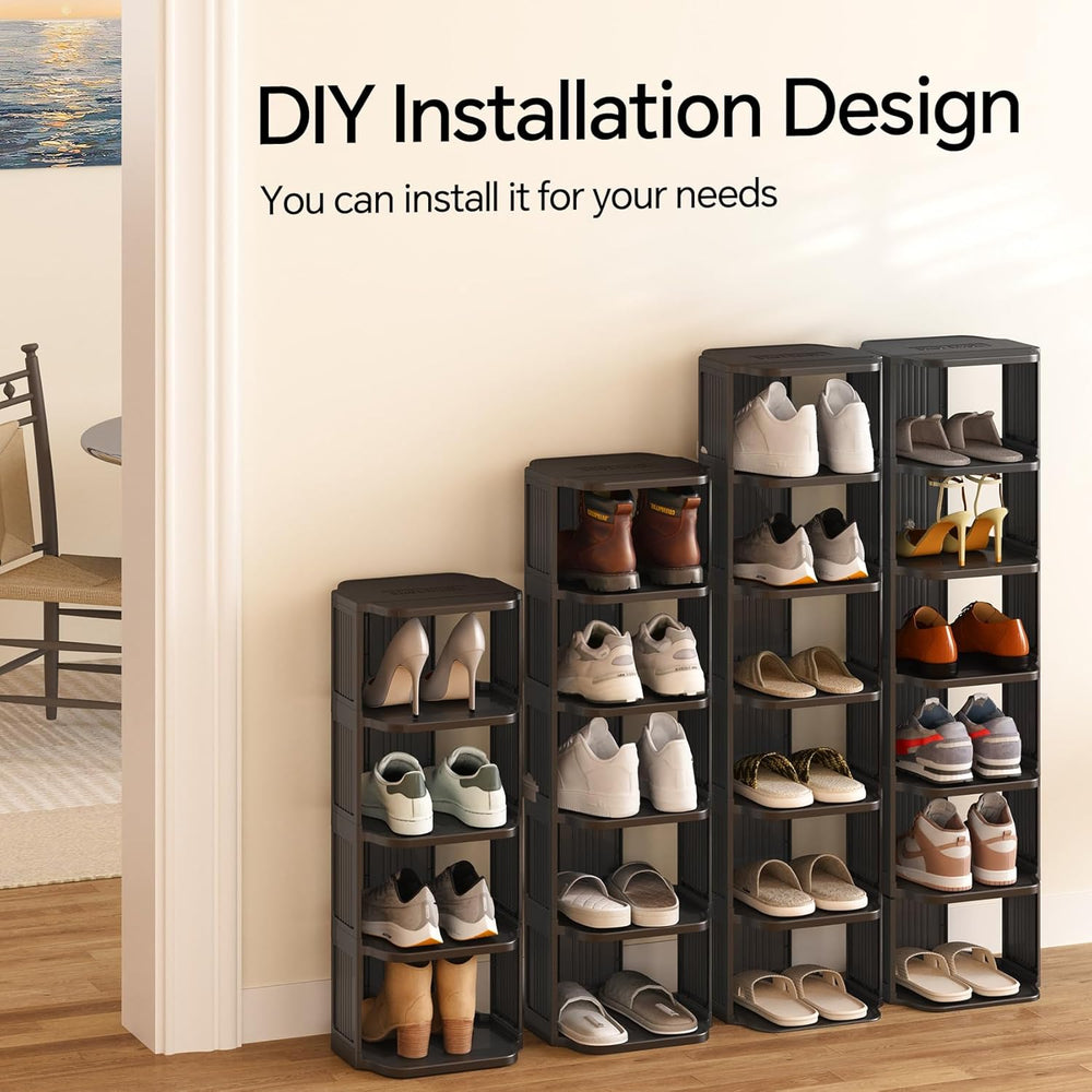 Kitstorack Stackable 16-Tier Shoe Rack for Closet & Entrance - Tall, Narr...