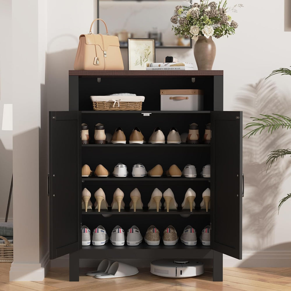 MHOM Farmhouse Shoe Cabinet with Doors, 5 -Tier Shoe Storage Cabinet with Adj...