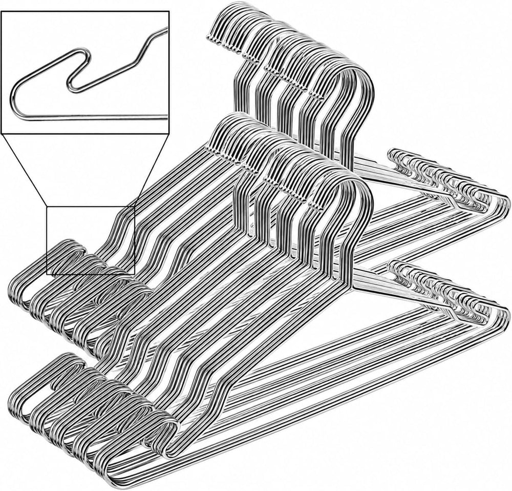 Chrome Metal Hangers, Heavy Duty Clothes Hangers with Non-Slip Grooves, Slim ...