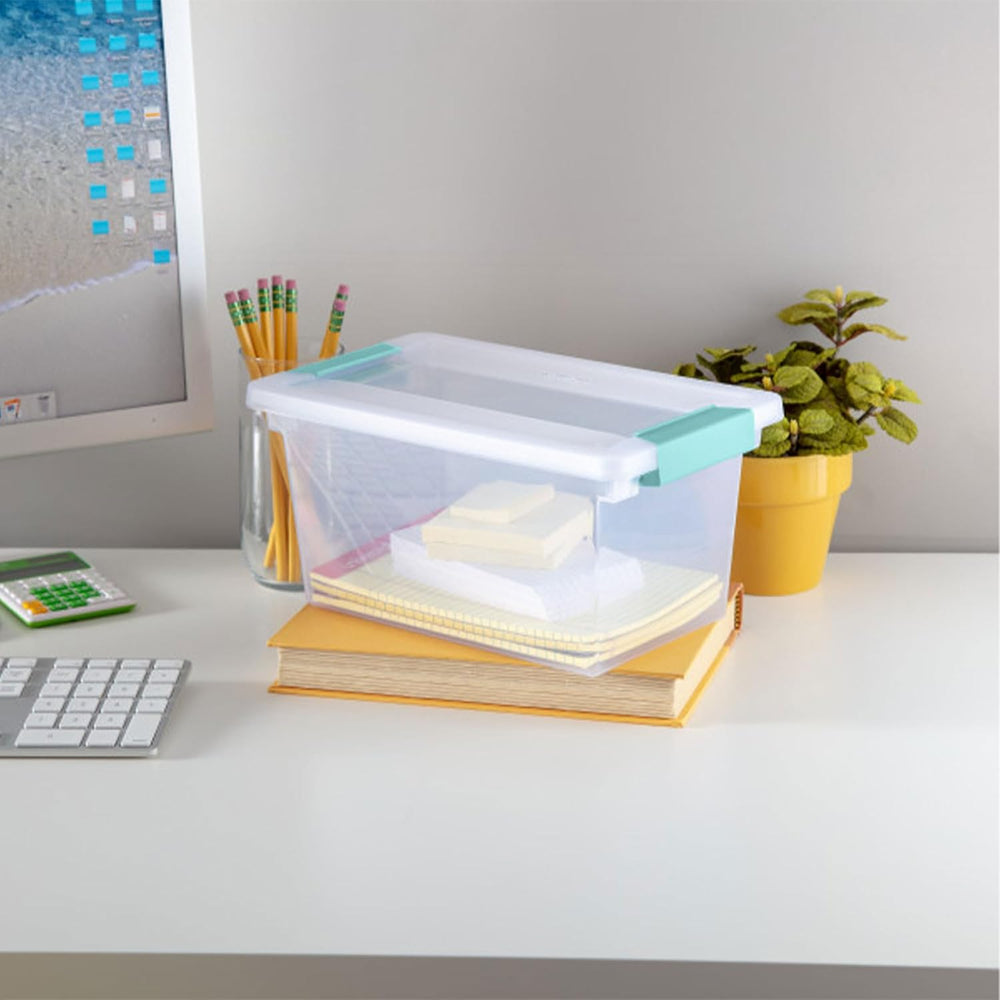 Sterilite 8-Pack Clip Box, Stackable Clear Plastic Bins with Latching Lids, M...