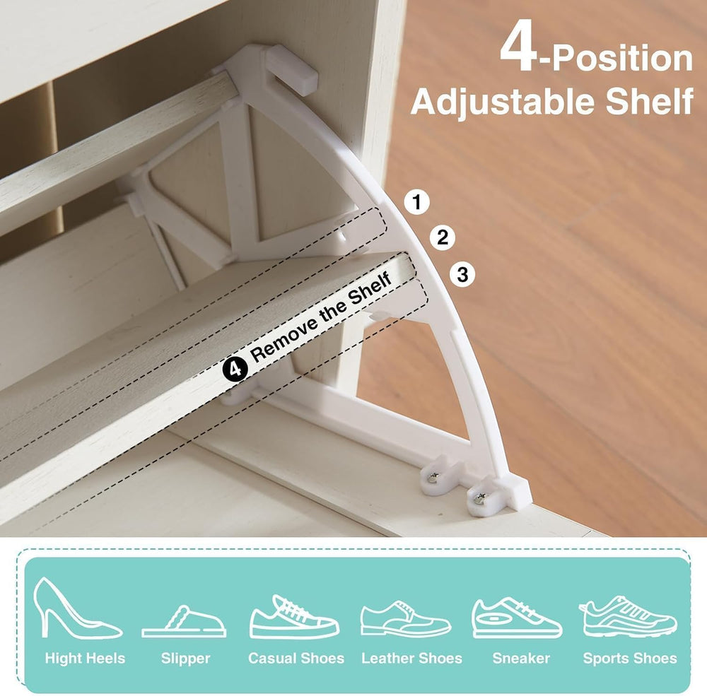 Barnyatoh Shoe Storage Cabinet,Farmhouse Shoe Organizer with 4 Flip Drawers &...