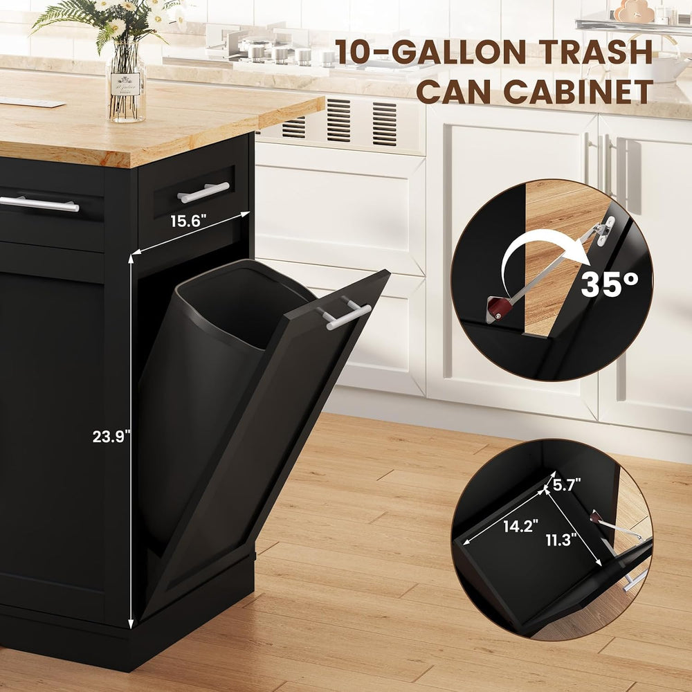 Dripex 53'' Rolling Kitchen Island with Power Outlet, Drop Leaf &...