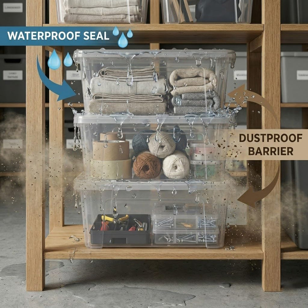 WYT 6-Pack Clear Plastic Storage Bins with Lids, 8 Quart Organizer Container ...