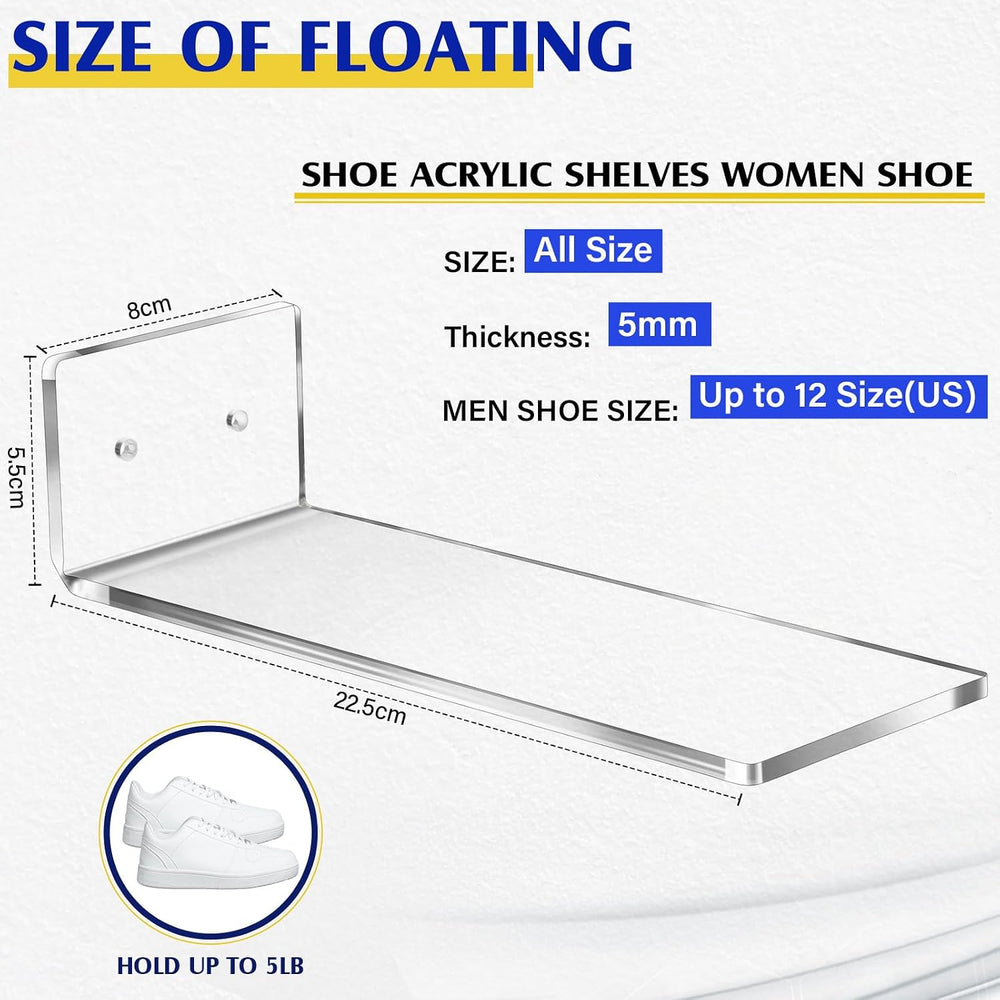 Treela 20 Pack Floating Shoe Display Set, Clear, Large, Rectangle