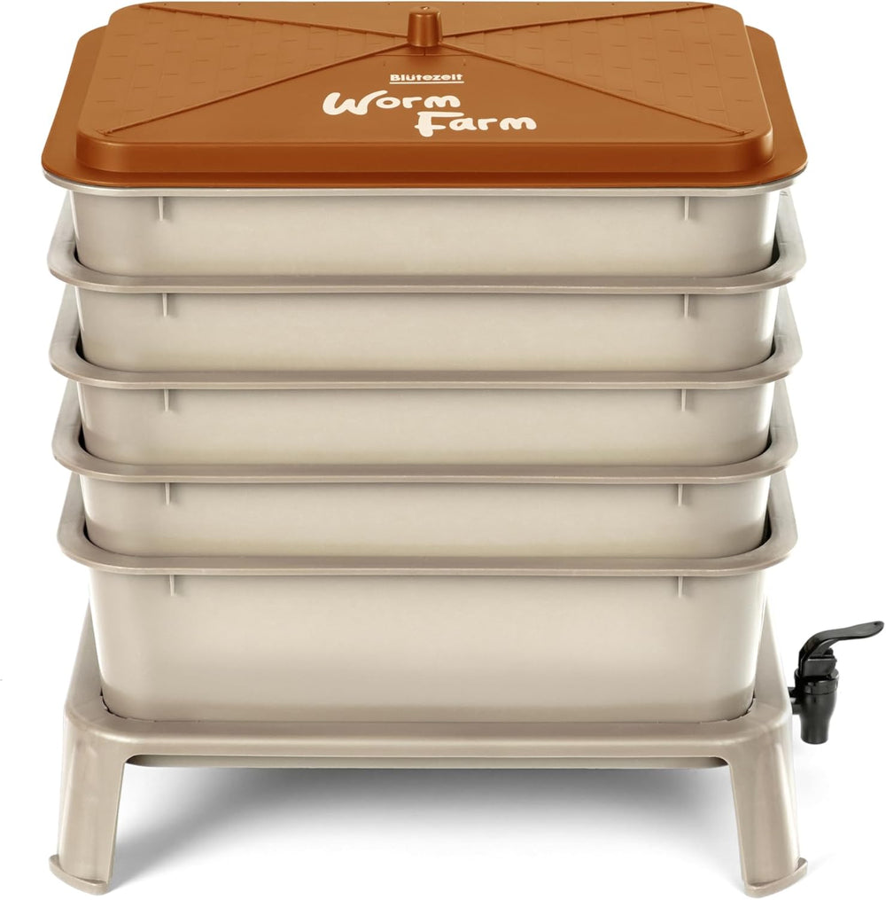 Blütezeit 5-Tray Worm Compost Bin, 53QT Outdoor & Indoor Worm Composter w...