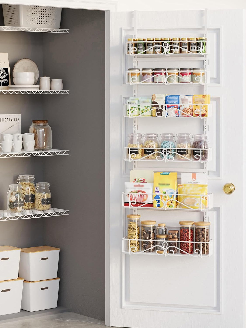 6-Tier Over Door Pantry Rack, Heavy Duty Storage Shelf for Laundry