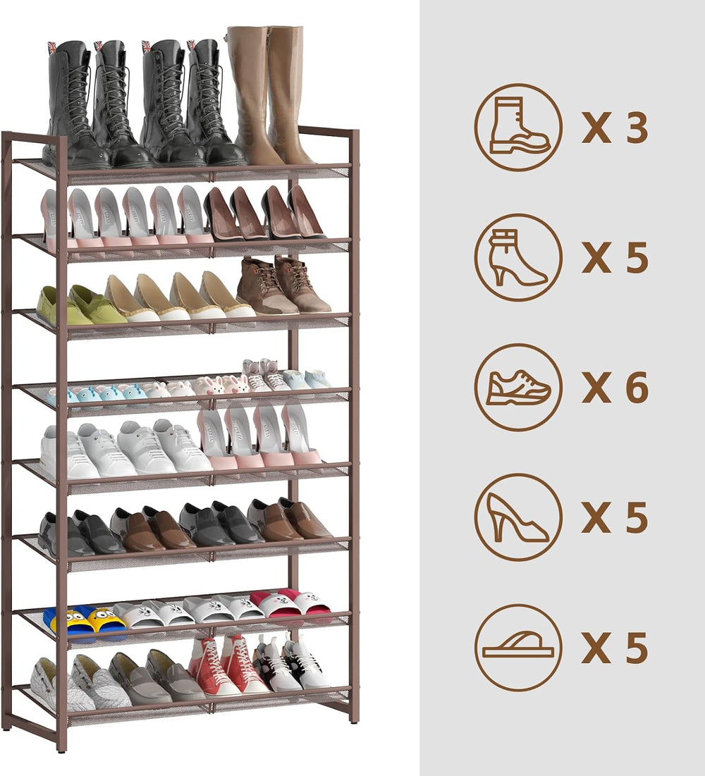 8Tier Metal Tall Shoe Rack,Large Shoe Rack for Closet,entryway,Garage, with A...