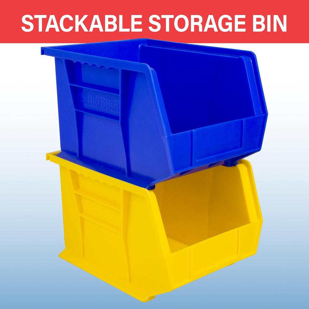 Akro-Mils 30239 AkroBins Plastic Storage Bins, 11"x8"x7", Red,...
