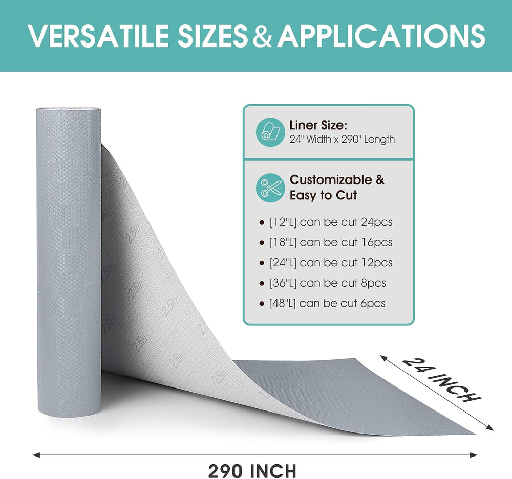 Self-Adhesive Large Cabinet Liner: 24" W x 290" L Peel and Stick No...
