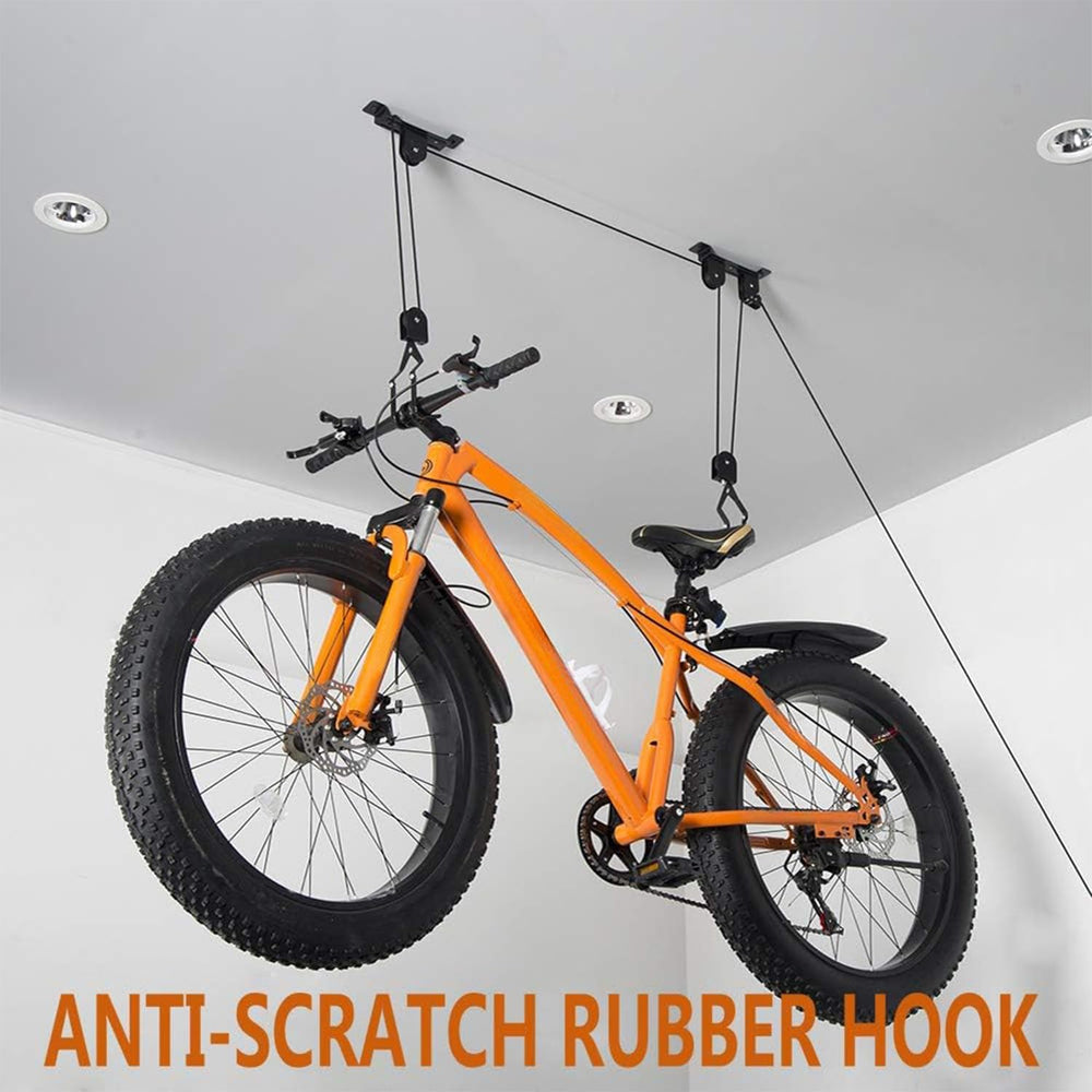 Wallmaster Ceiling Bike Hanger, Bicycle Lift Hoist Pulley System for Garage