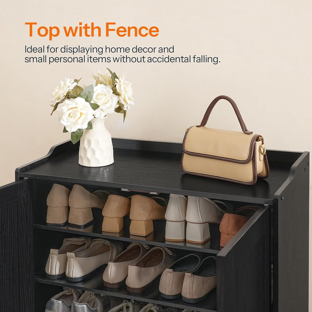 HOOBRO Shoe Cabinet, 5-Tier Shoe Storage Organizer with Doors, Wooden Shoe Ca...