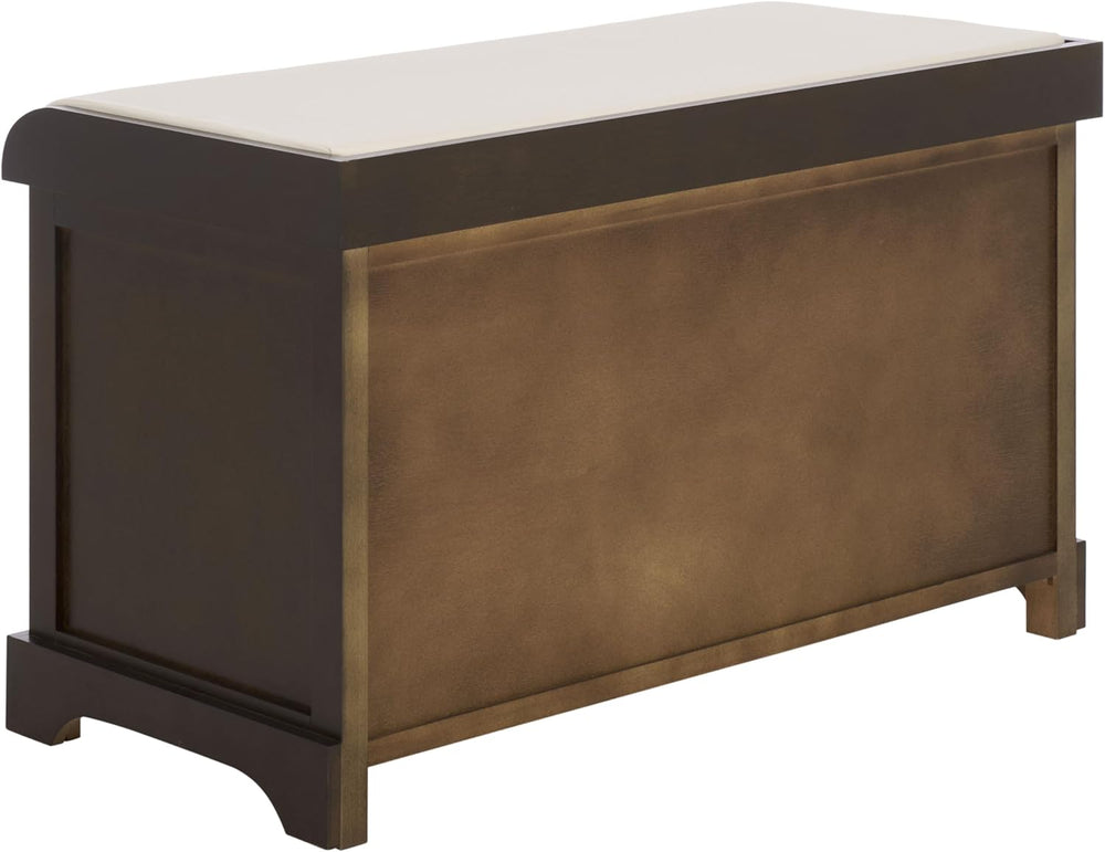 SAFAVIEH Furniture - Freddy 2-Basket Storage Bench - Dark Chocolate - Solid W...