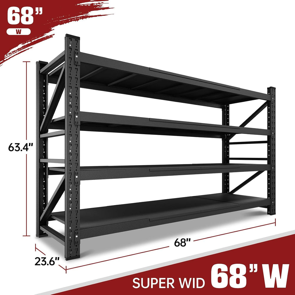 RAVIGIN 8000LBS Storage Shelves, 68" W Garage Shelving Heavy Duty Metal ...