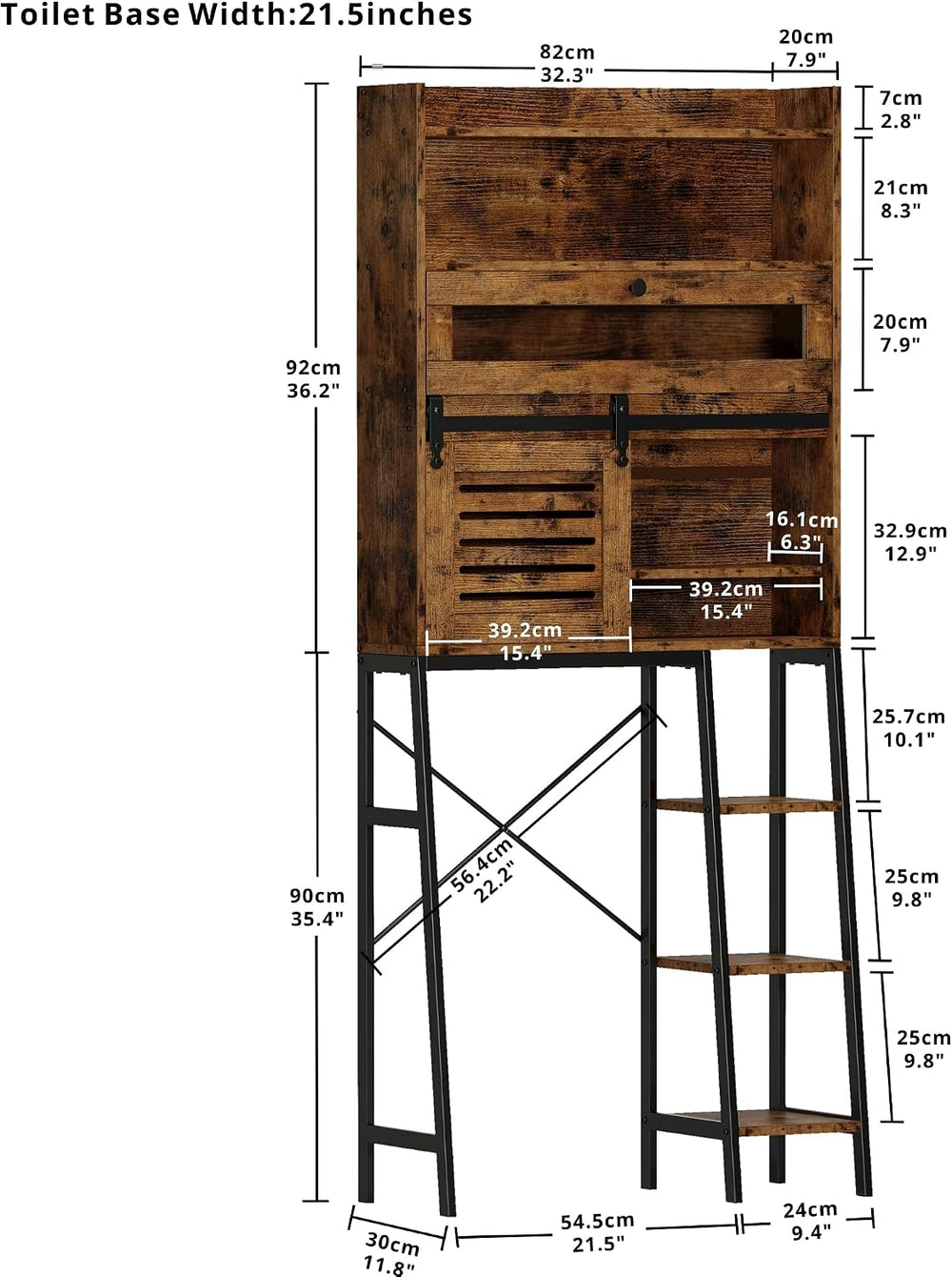 IRONCK Over The Toilet Storage Cabinet with Sliding Barn Door