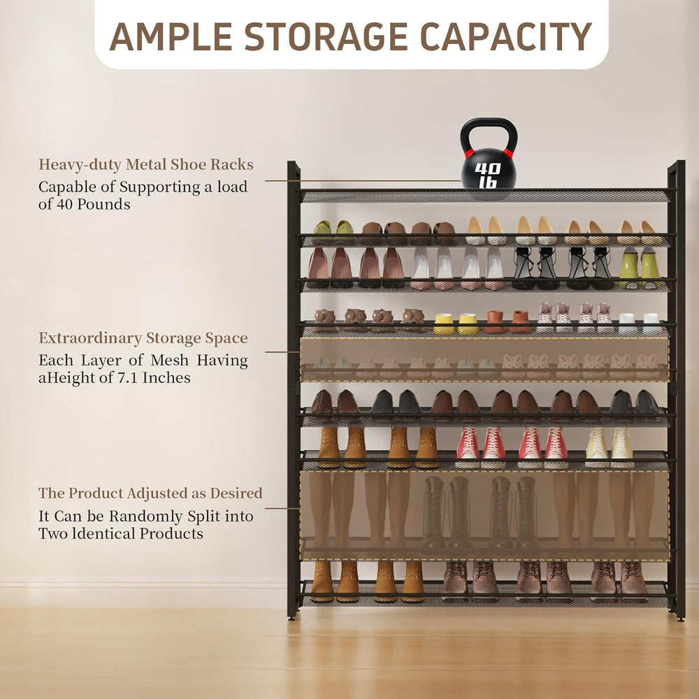 Metal Shoe Rack,Large 10 Tier Shoe Organizer, Heavy Duty Metal 5-Tier Stackab...