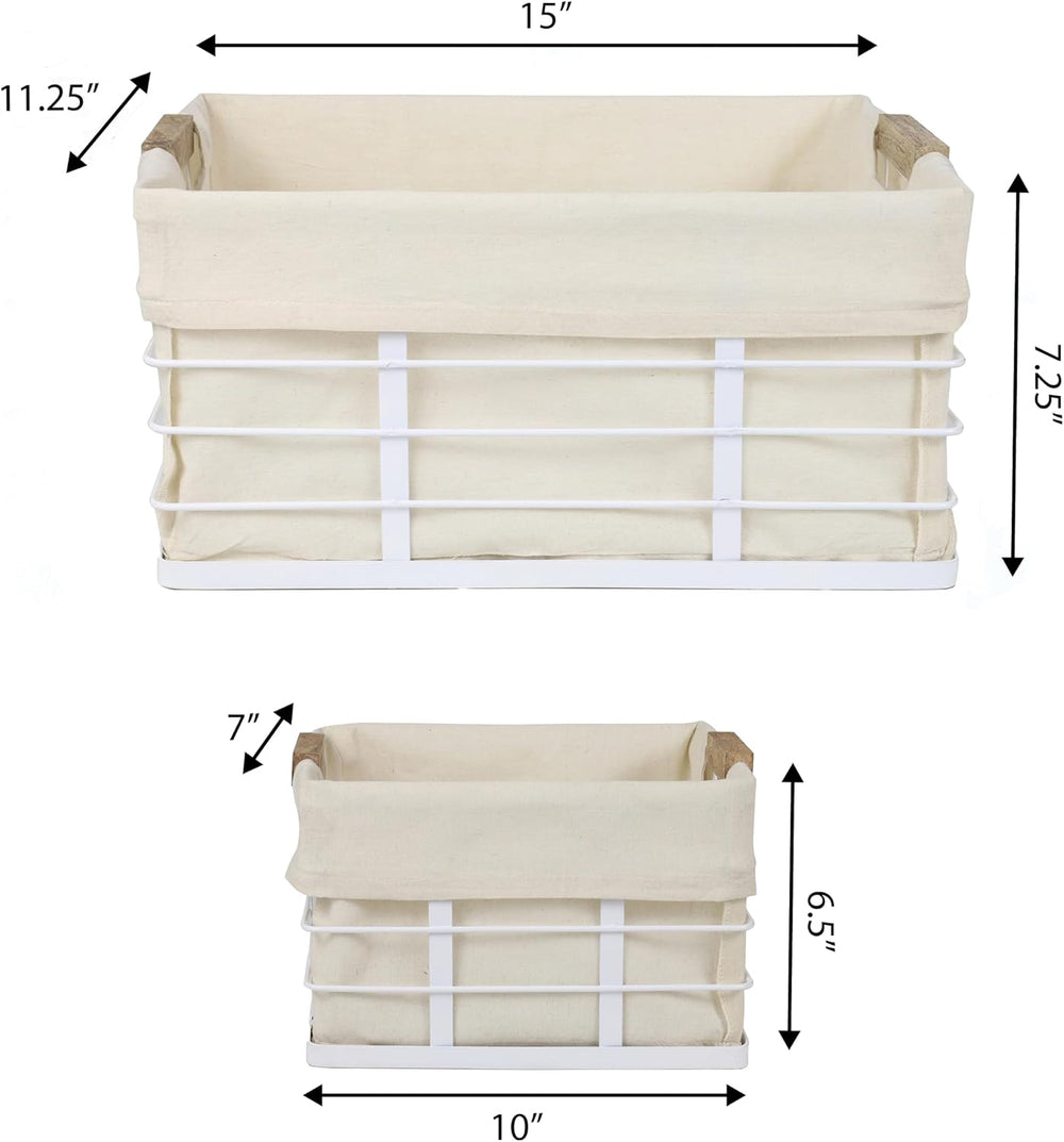 happimess Callan 3-Piece Industrial Wire Nesting Baskets 15", White