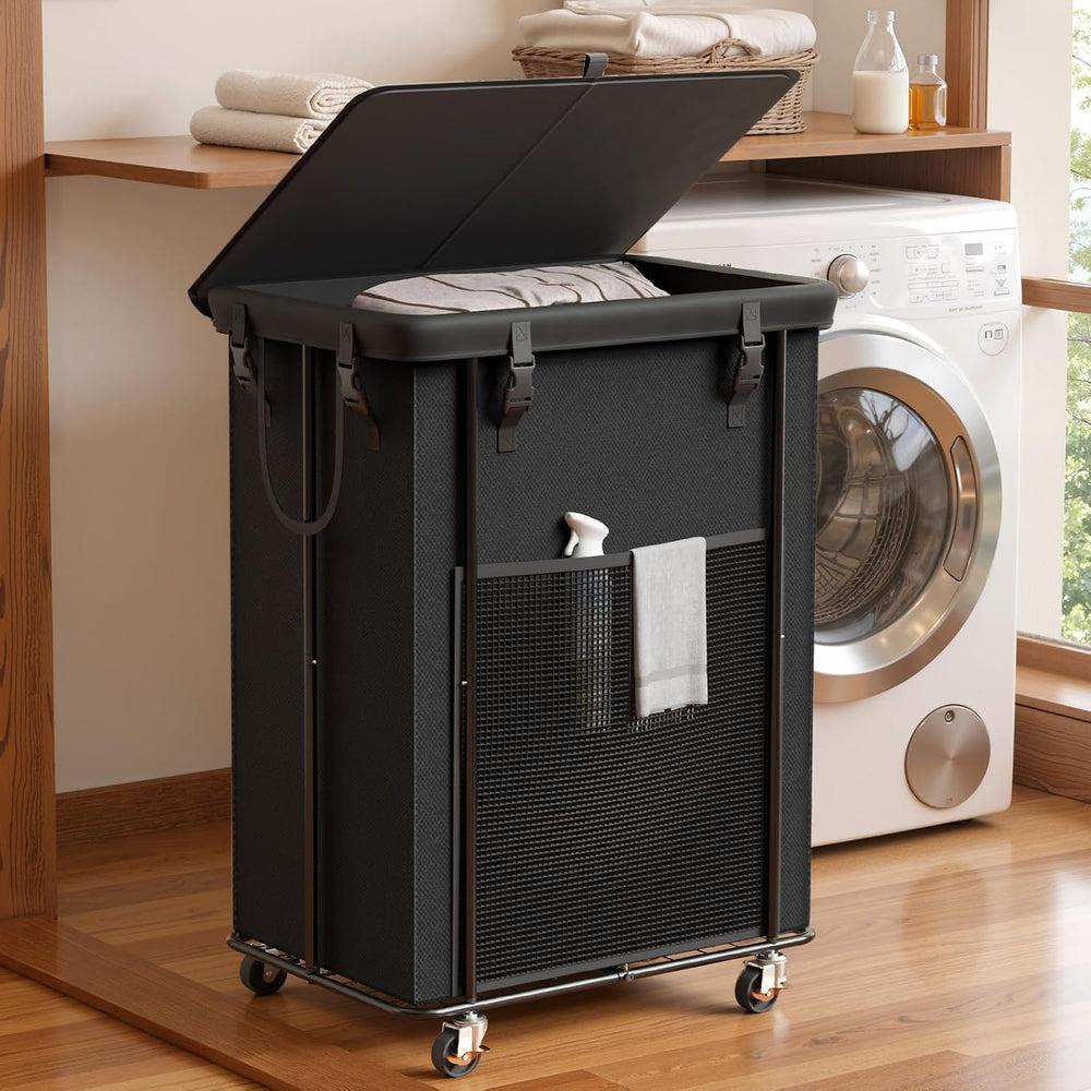 220L Laundry Hamper with Lid & Wheels, Rolling Laundry Basket with Bag