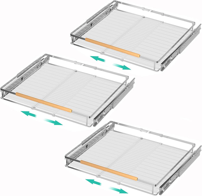 iPEGTOP 3 Pack Pull Out Cabinet Drawer Shelf Organizer, Extendable Sliding Slide Out Pantry Shelves Storage Heavy Duty for Kitchen Cabinets Under Sink, Adjustable Width 17.1~28" W x 22.5" D