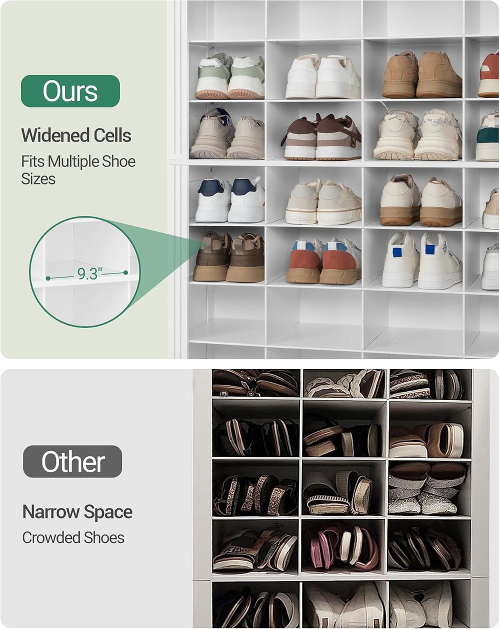 Hzuaneri 13 Tiers Shoe Storage Cabinet, Tall Shoe Cabinet with Cubby