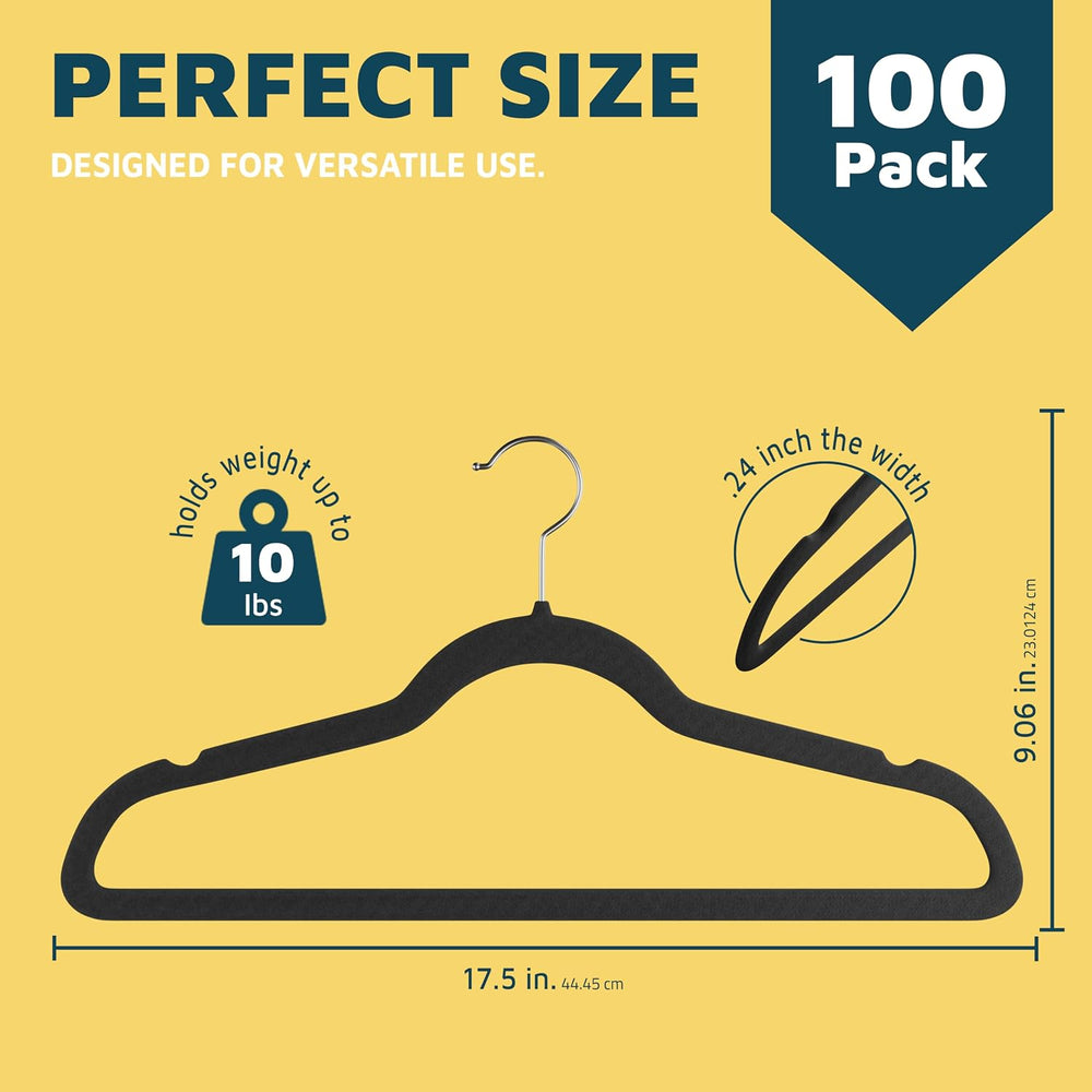 Lifemaster Velvet Non-Slip Plastic Hanger Set - 100 Pieces Non-Slip Clothes H...