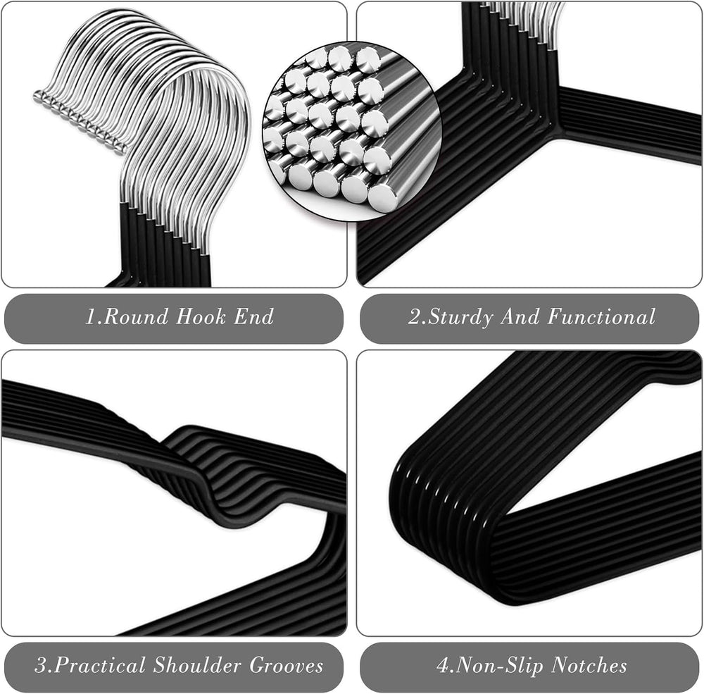 Wesiti 100 Pcs Metal Wire Non Slip Hangers for Clothes Space Saving Hanger St...