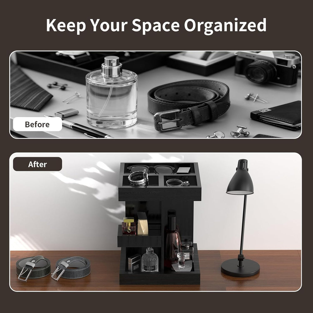 Cologne Organizer for Men with Metal Base, 360° Rotating Perfume Stand Heavy ...