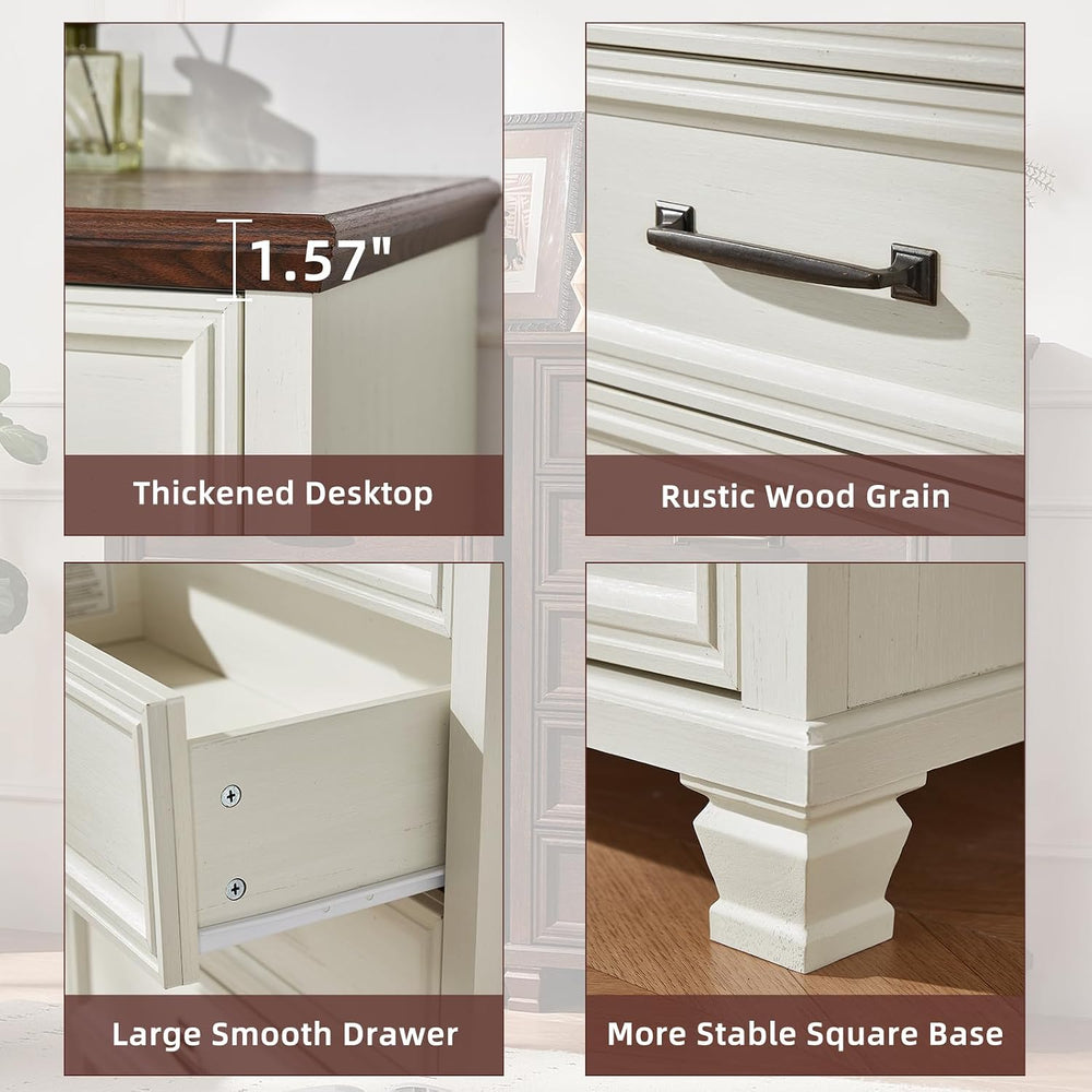 SAVOR LIFE Farmhouse 5 Drawer Dresser for Bedroom, White