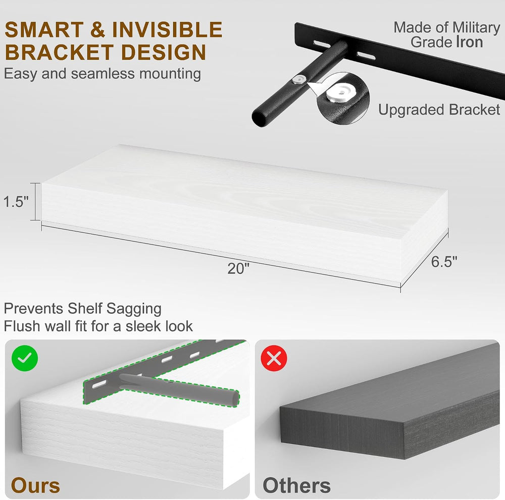Fun Memories Floating Shelves for Wall, 20Inch Floating Shelves Set of 2, Han...