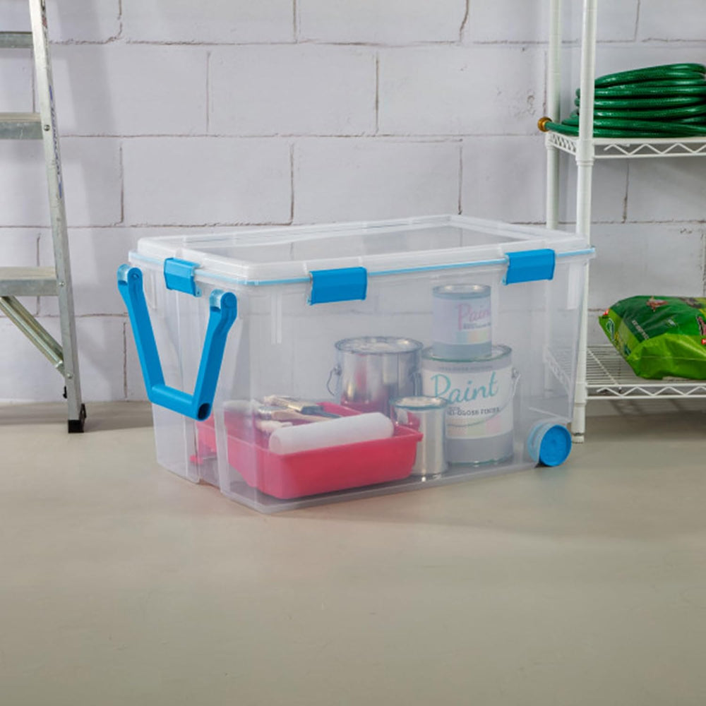 Sterilite 120 Qt Wheeled Gasket Box, Stackable Storage Bin with Latching Lid,...