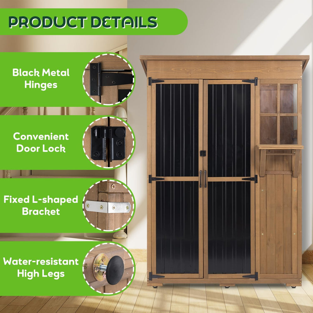 Large Outdoor Storage Cabinet Waterproof with Shelves, Outside Storage Shed T...