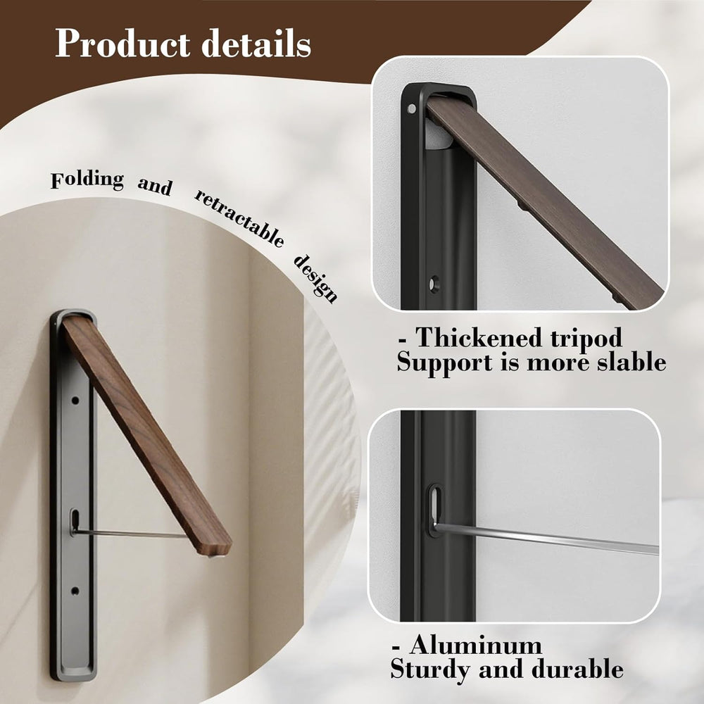 Wall-Mounted Retractable Clothes Drying Rack(Walnut, 2 Pack)