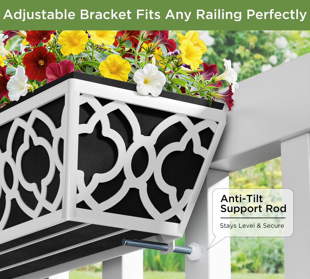 Y&M 4Pack 30'' Metal Railing Planter Box Set with Black Non-Woven...