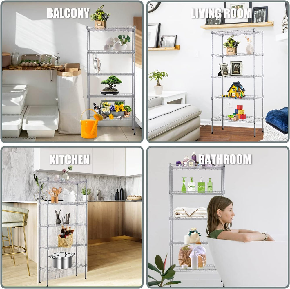 NChanmar 5-Tier Metal Shelving Unit Storage Shelves Metal Shelves 48"x21...