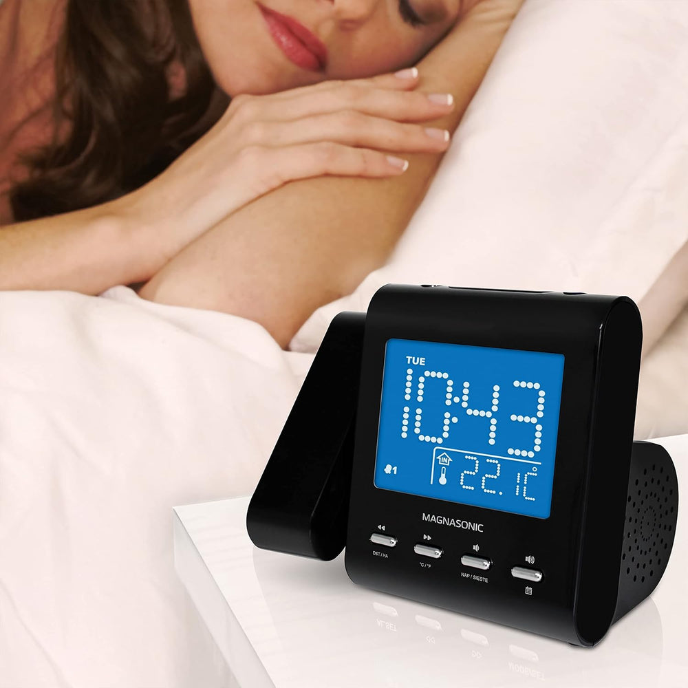 Magnasonic Projection Alarm Clock with AM/FM Radio, Battery Backup, Auto Time...