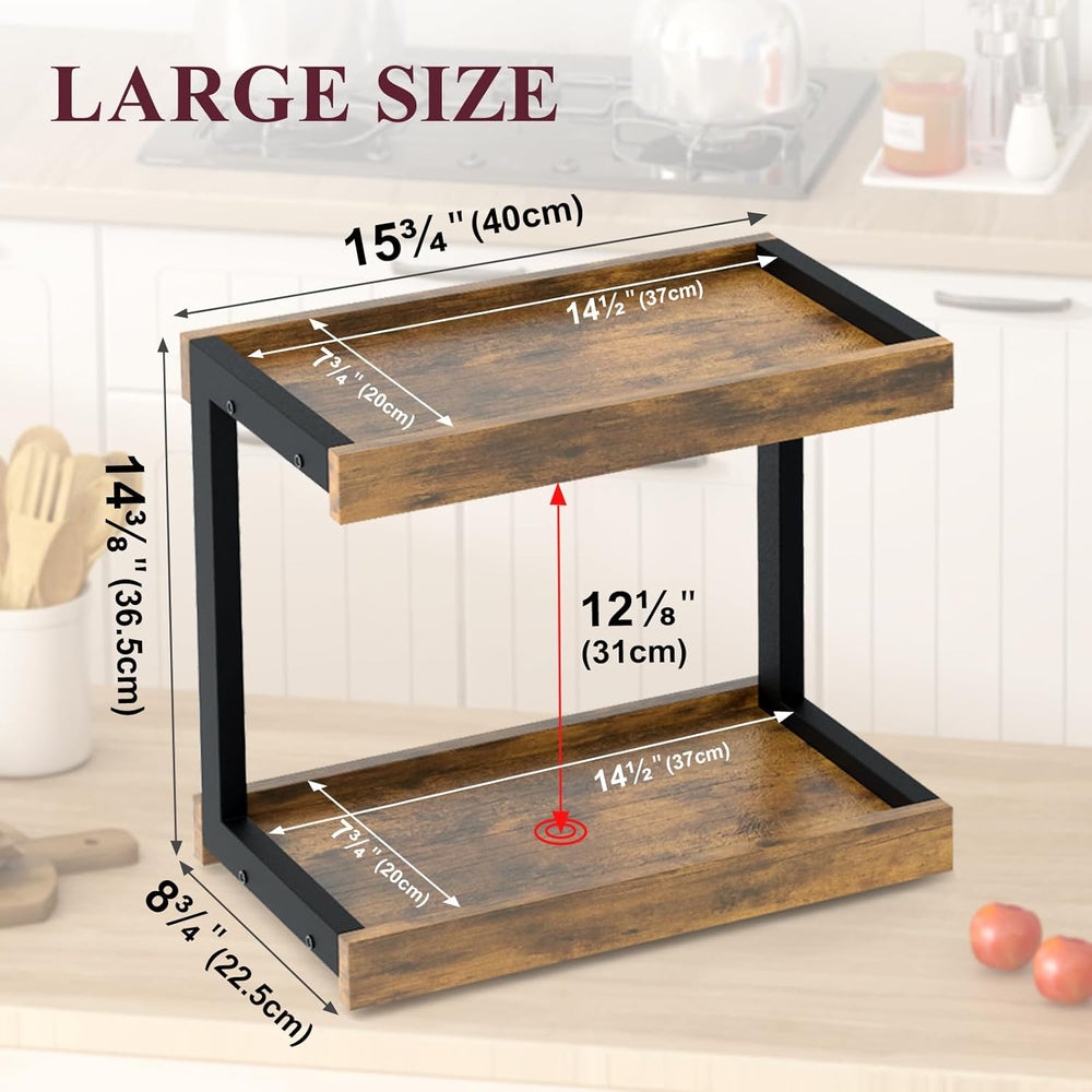 MARTY Counter Shelf Organizer, Large Spice Rack for Countertop, Brown