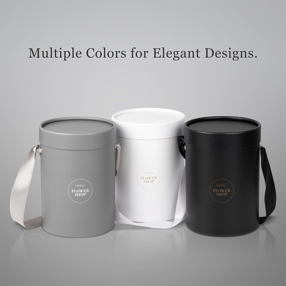 4 Flower Bouquet Hat Boxes | 2 Per Size Round Floral Arrangement Vase | Satin...