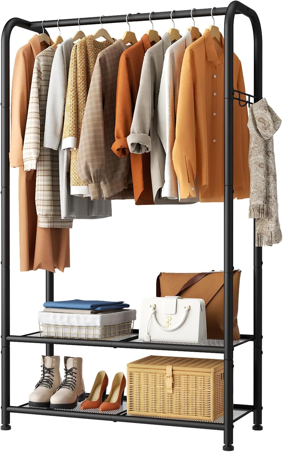 SINGAYE Wardrobe Standing Closet Clothing Rack With Shelf Hanging Clothes
